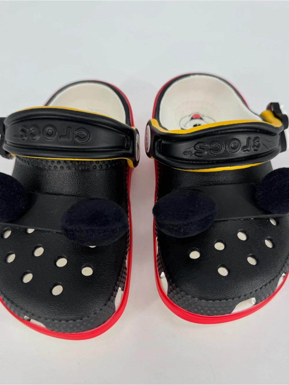 CROCS Kids Black with Yellow & Red Mickey Ear Clogs Unisex Size 7